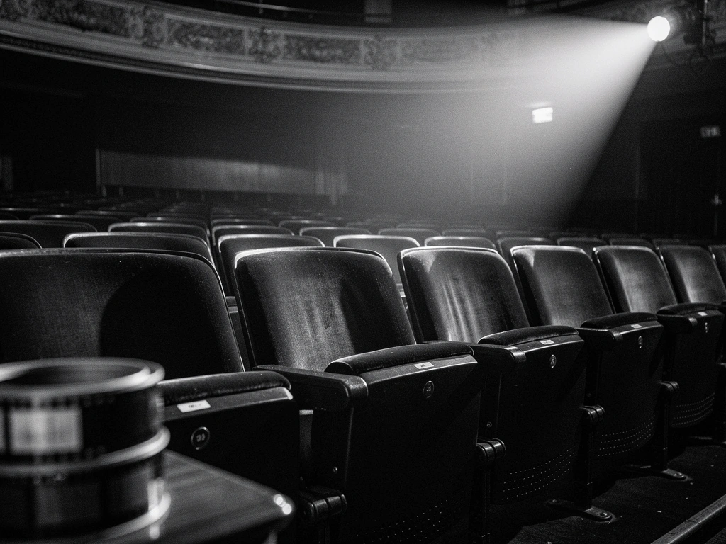 Empty velvet theater seats silhouette